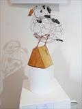 Puffin - part of endangered species series by Dianne Preston, Sculpture, wire, glass and wood