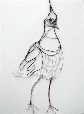 Lapwing by Dianne Preston, Drawing, Wire on canvas